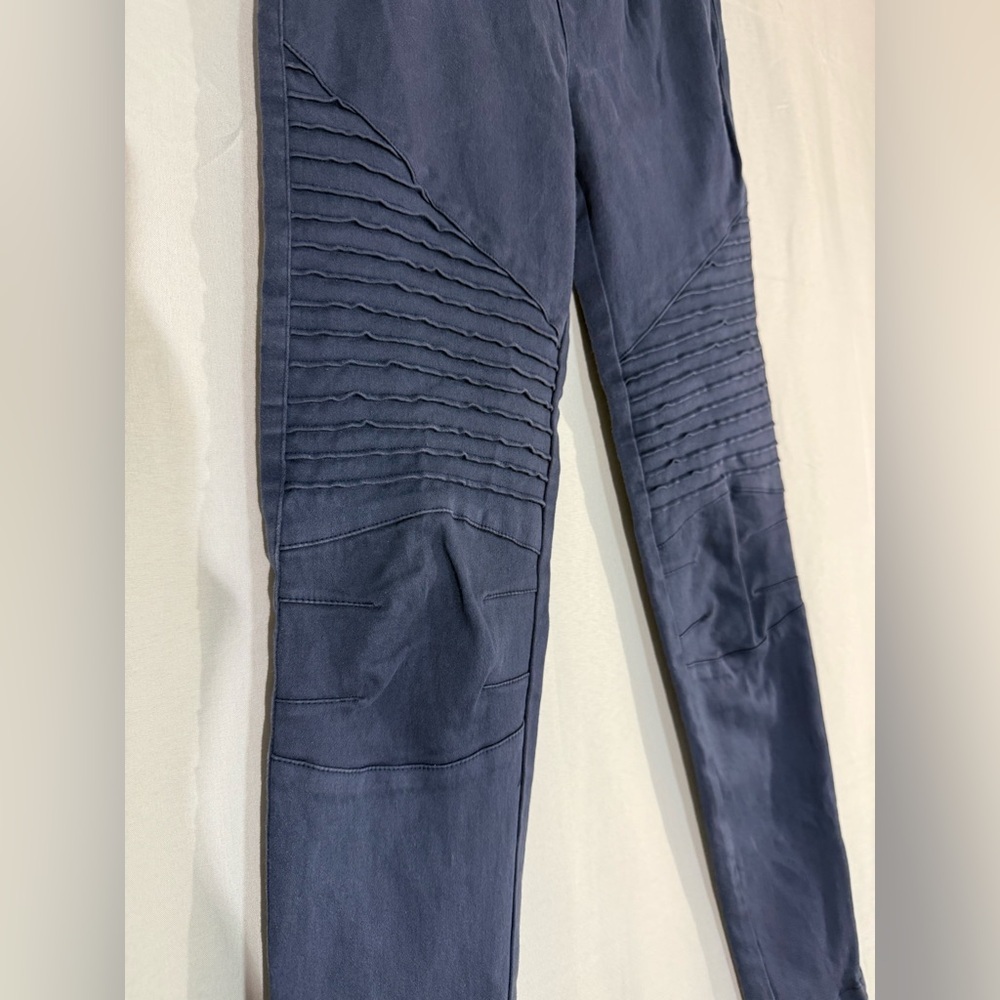 Umgee Navy Blue‎ Moto Jeggings M | Elastic Waist Stretch Pants Zip Hem Boho - Picture 3 of 10